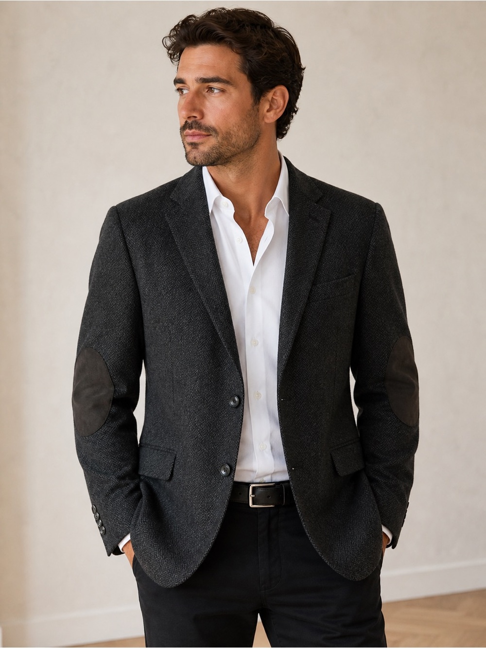 NWT Joseph Abboud Herringbone Tweed Sport Coat w/ Elbow Patches Sz XL